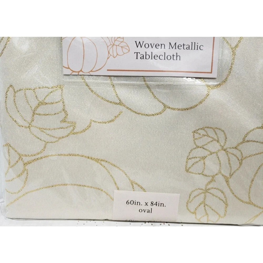 Woven Metallic Tablecloth 60